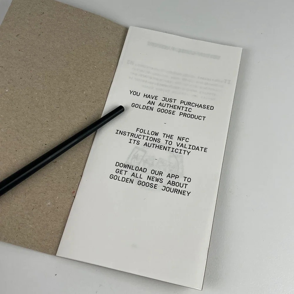Golden Goose Passport Authenticity Booklet QR NFC Guide Collectible‎ Card